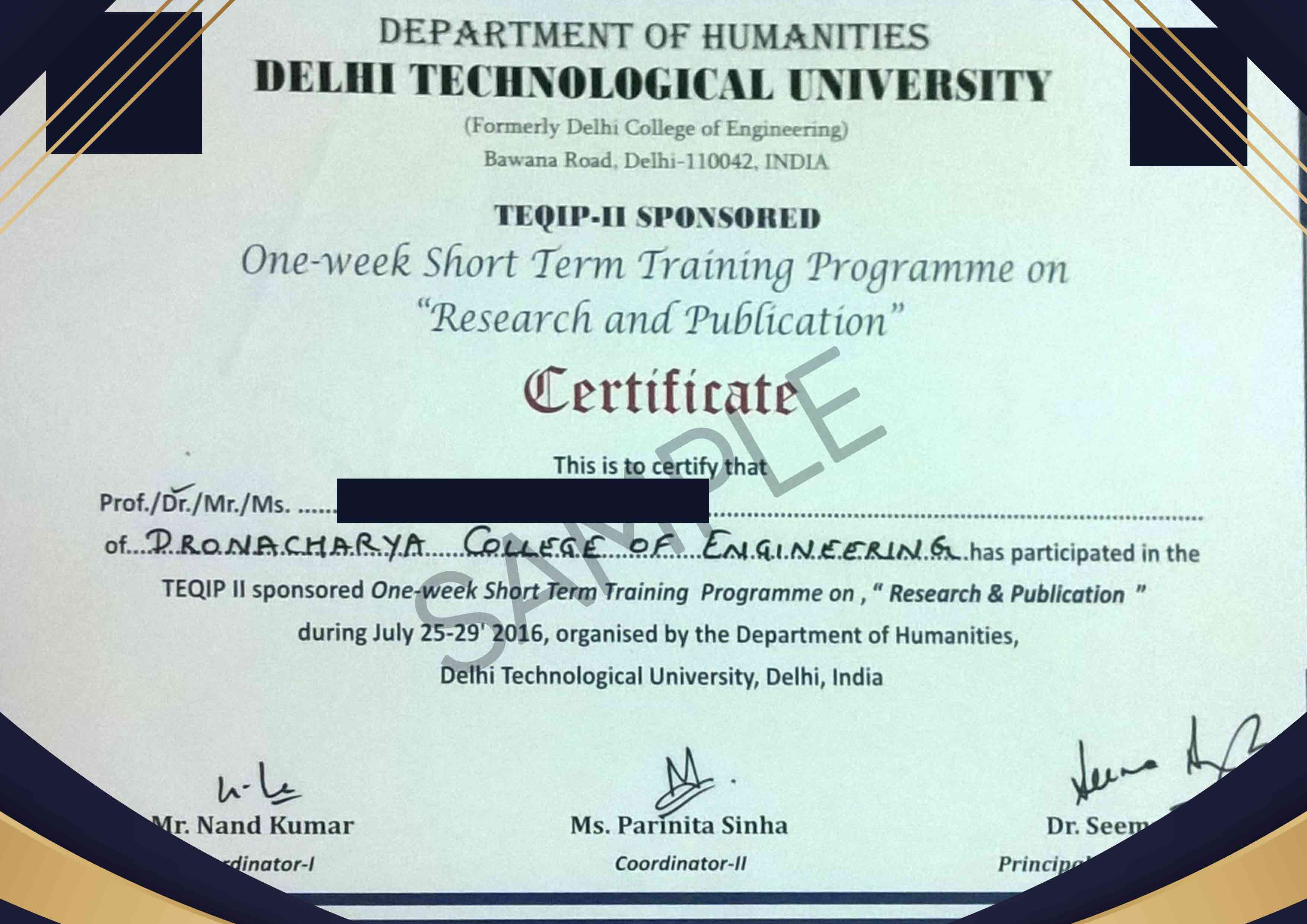 DTU Sample Certificate