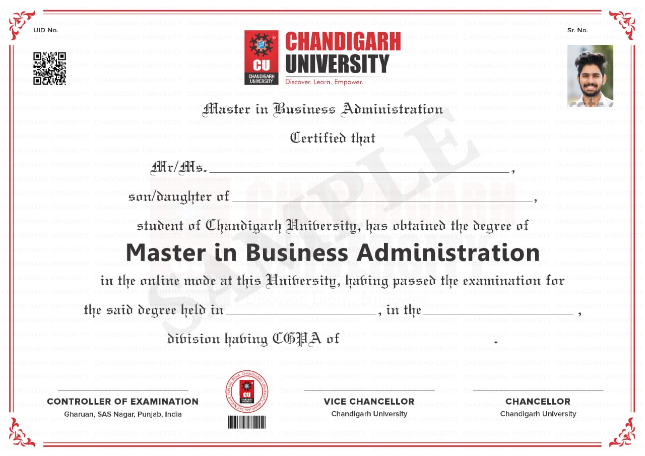 Chandigarh Online University Sample Certificate