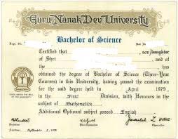 Guru Nanak Dev University Sample Certificate