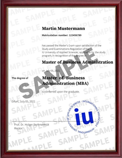 IU Germany Sample Certificate