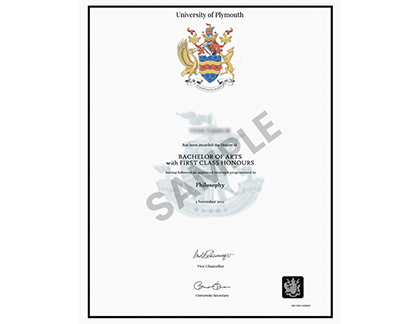 University of Plymouth Sample Certificate