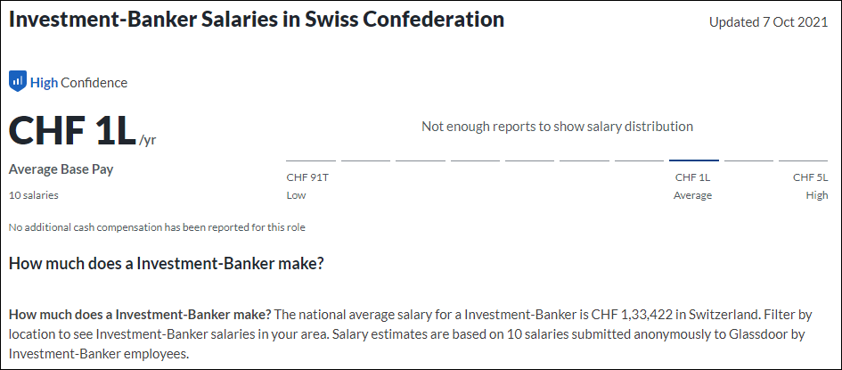 Investment Banker Salary In Switzerland