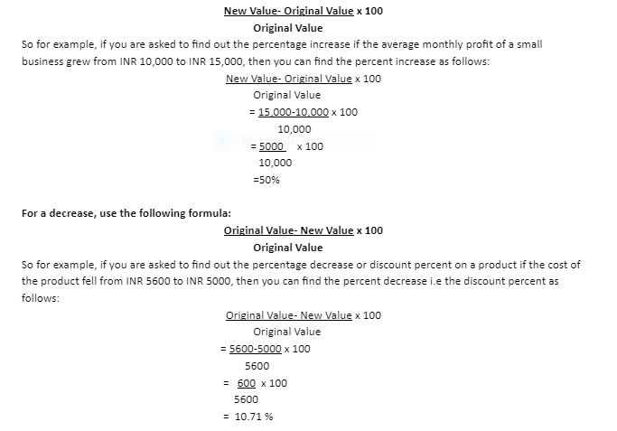 Formula: Percentage Increase